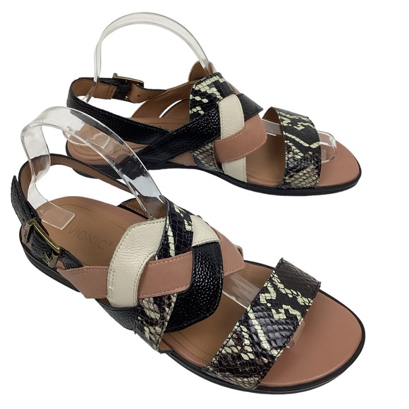 NWOT Vionic Kendra Ray Snakeskin Print Leather Sandal - Picture 6 of 11